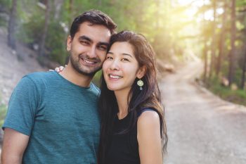 Young Japanese Woman and Indian Man Couple