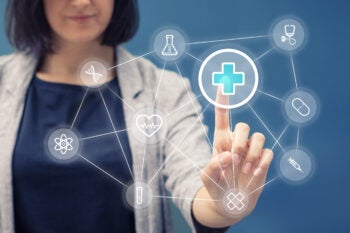 Healthcare application on touch screen.