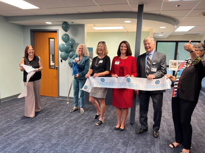A ribbon cutting ceremony at Centerstone's hospital after a remodel to provide better care.